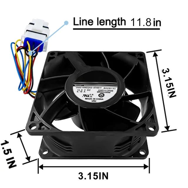 Alt view image 5 of 7 - WR60X26866 Evaporator Fan Motor for ge Refrigerator V80E14MS2A3-57A611
Replaces WR60X29099 WR60X26030 WR60X26033 WR60X10356 WR60X10357 WR60X10341, Stable operation, Low noise, DC 13.6V (3 Blades)