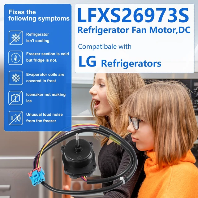 Alt view image 3 of 6 - Refrigerator Condenser Fan Motor for LG LMXS28626S LFXS26973S LFXS26596S LMWS27626S LRMDS3006S LRFDS3016S LRFXC2416S LRFVS3006D LFXS28968S LMXS28626D LRMDS3006D LRSOS2706S LRFWS2906S