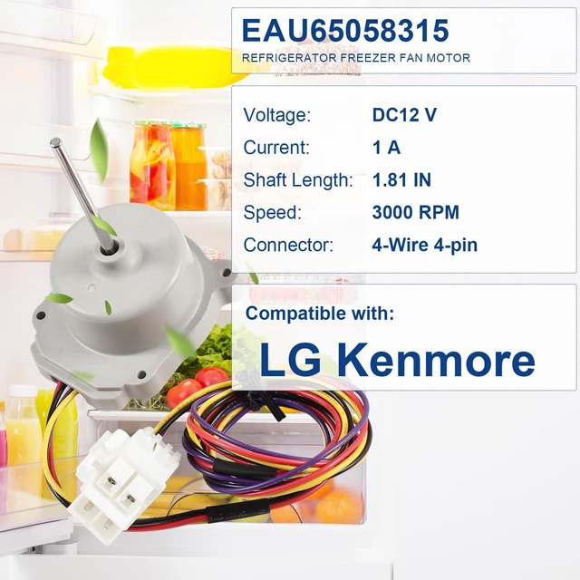 Alt view image 6 of 6 - EAU65058315 Evaporator Fan Motor for LG Kenmore Refrigerator ODM-056F-15
Replaces Fridge Part Models AP7211789 PS17308826 LFC21776ST LFCS22520S LFX25973D LFX25974ST