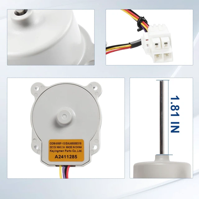 Alt view image 2 of 6 - EAU65058315 Evaporator Fan Motor for LG Kenmore Refrigerator ODM-056F-15
Replaces Fridge Part Models AP7211789 PS17308826 LFC21776ST LFCS22520S LFX25973D LFX25974ST