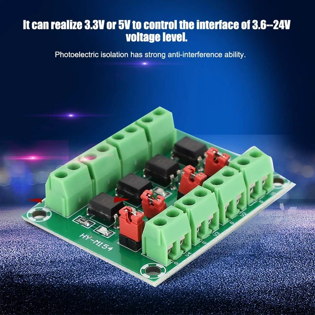Alt view image 3 of 7 - 4 Channel Voltage Converter Optocoupler Isolated Board Adapter Module
3.3V/5V to 3.6V/24V, Strong Anti-interference, for Isolation Control and Voltage Conversion-10pcs