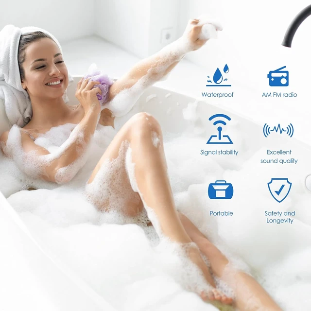 Alt view image 4 of 7 - waterproof hanging shower radio, built-in speaker, rotating knob
AM/FM bands, AM 5301605 kHz, FM 88108 MHz, ABS housing, portable design,for Bathroom,Easy Tuning,Volume Control