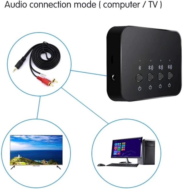 Alt view image 6 of 7 - Bluetooth 4.0 Audio Sharer Adapter, 3.5mm Stereo Music Sharing Device
1 in 3 Out, Wired and Wireless Connection Modes