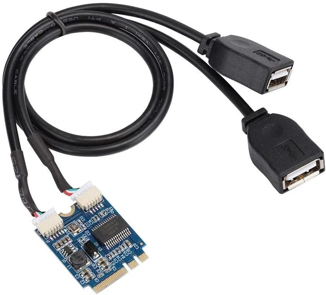 Main image of M.2 NGFF to USB Riser Card, Key A-E to Double Port USB2.0 Interface Expansion Card, Cable Adapter, Easy to Install.