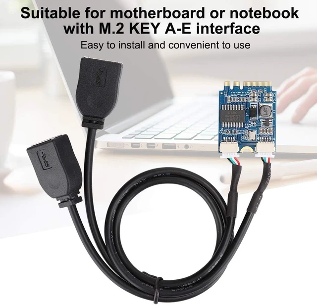 Alt view image 2 of 7 - M.2 NGFF to USB Riser Card, Key A-E to Double Port USB2.0 Interface Expansion Card, Cable Adapter, Easy to Install.