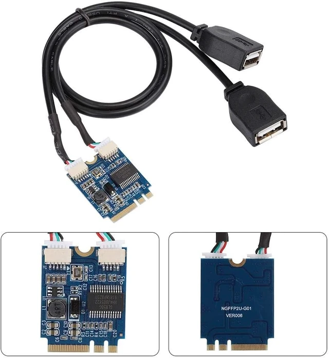 Alt view image 5 of 7 - M.2 NGFF to USB Riser Card, Key A-E to Double Port USB2.0 Interface Expansion Card, Cable Adapter, Easy to Install.