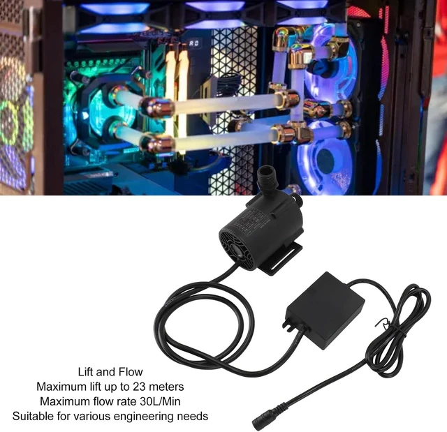 Alt view image 5 of 7 - Water Cooling Pump DC 24V 88W 30L/Min with Control Box
High Temp Resistance Pump for PC CPU Cooling, G1/2 Thread, 75.5ft Max Head, Brushless Motor
