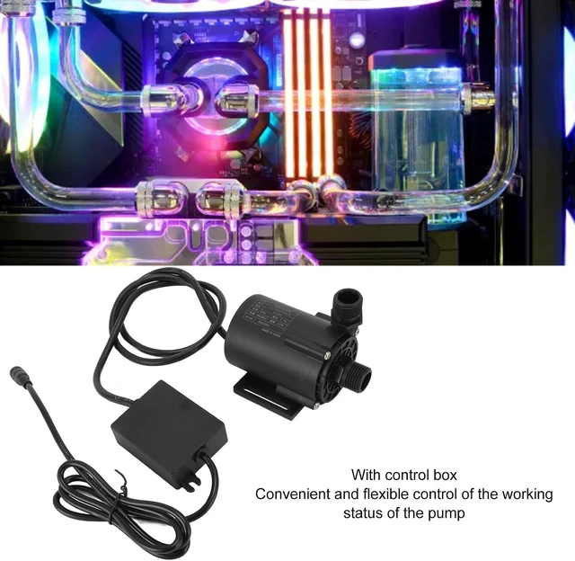 Alt view image 6 of 7 - Water Cooling Pump DC 24V 88W 30L/Min with Control Box
High Temp Resistance Pump for PC CPU Cooling, G1/2 Thread, 75.5ft Max Head, Brushless Motor