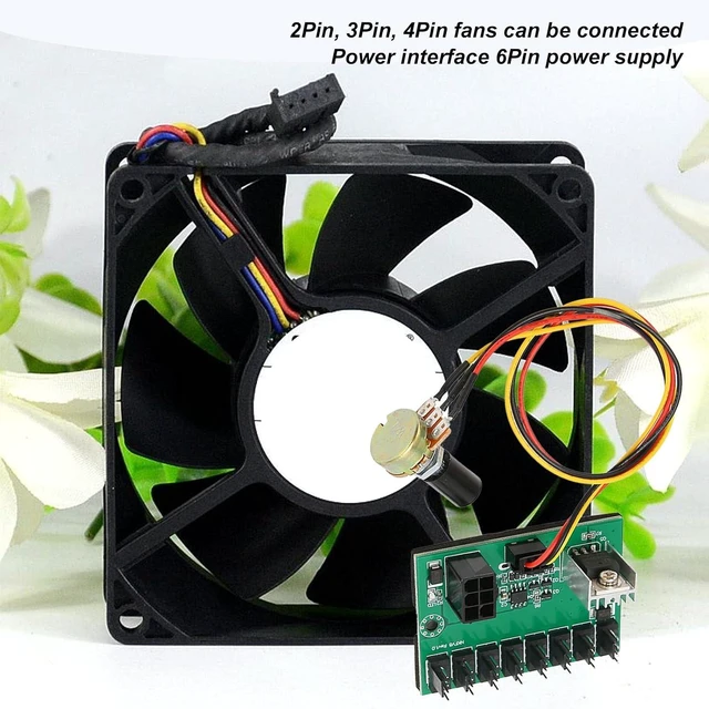 Alt view image 7 of 7 - PC Fan Hub, 2 Pin 3 Pin 4 Pin Chassis Fan Voltage Regulator and Extension Cable, 8 Router 12V Speed Controller, 6 Pin Power Port, with a Potentiometer Extended Line 30cm