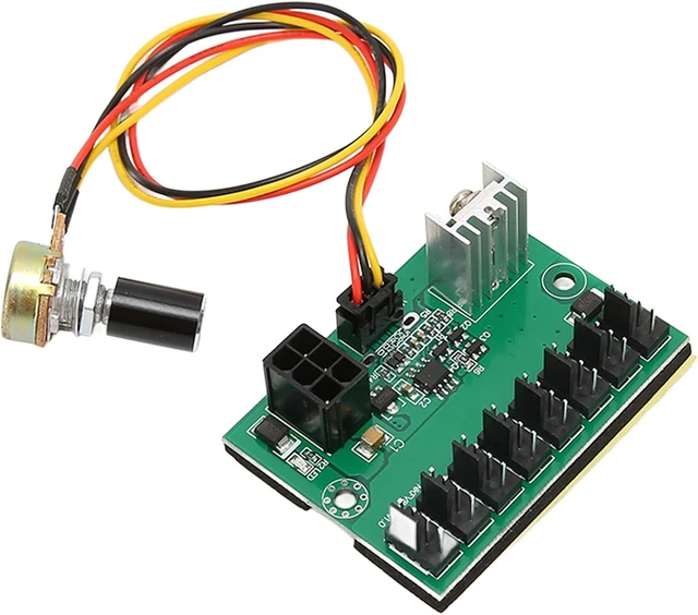 Main image of PC Fan Hub, 2 Pin 3 Pin 4 Pin Chassis Fan Voltage Regulator and Extension Cable, 8 Router 12V Speed Controller, 6 Pin Power Port, with a Potentiometer Extended Line 30cm