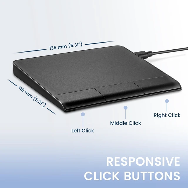 Alt view image 6 of 6 - Perixx PERIPAD-506 Wired USB Touchpad Slim Detachable Design for Desktop & Laptop 5.31x4.57x0.55 Inches Black