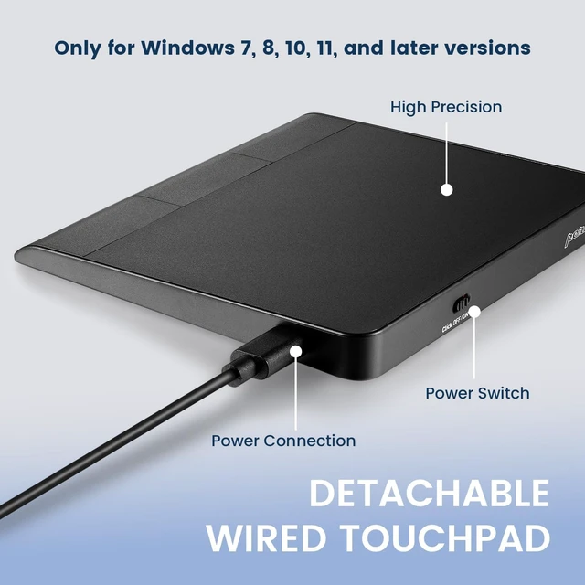 Alt view image 5 of 6 - Perixx PERIPAD-506 Wired USB Touchpad Slim Detachable Design for Desktop & Laptop 5.31x4.57x0.55 Inches Black