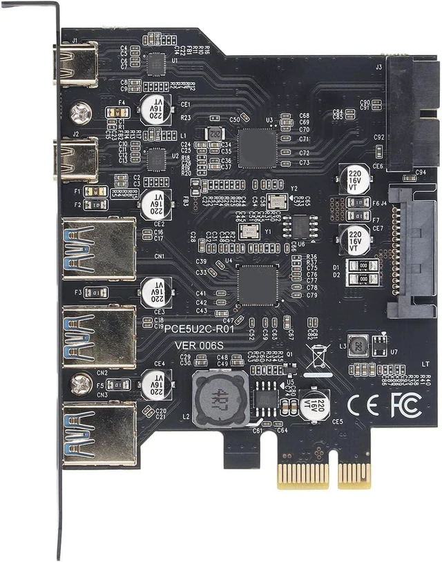 Main image of PCIe to USB 3.2 Gen 2 Card with 20 Gbps, 5 USB Ports (3 USB Type A 2 USB Type C), PCI Express Expansion Card for for Linux for OS X PC