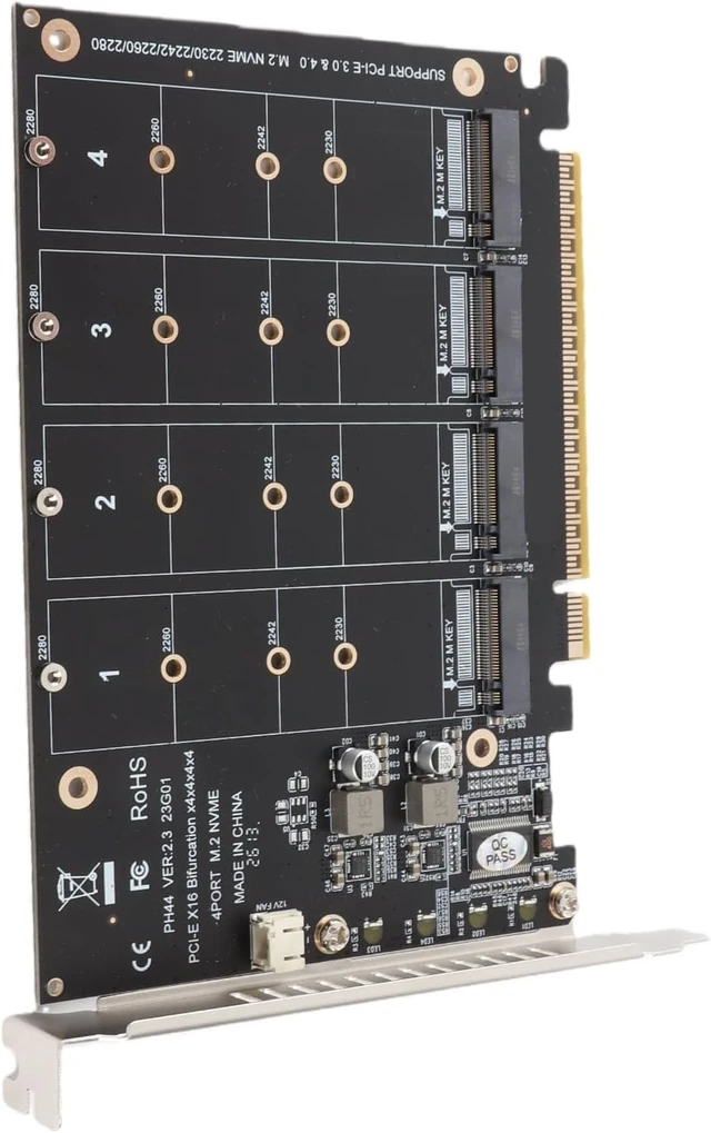 Alt view image 2 of 7 - M.2 PCIE Adapter Card, 4 Port M.2 NVMe SSD to PCIE X16 M Key Hard Drive Converter Reader Expansion Card PC Internal Expansion Card Pcie Nvme Adapter (ph44)