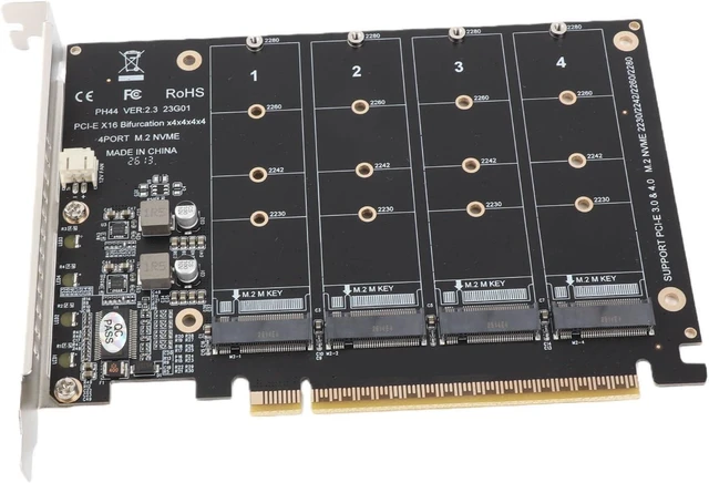 Main image of M.2 PCIE Adapter Card, 4 Port M.2 NVMe SSD to PCIE X16 M Key Hard Drive Converter Reader Expansion Card PC Internal Expansion Card Pcie Nvme Adapter (ph44)