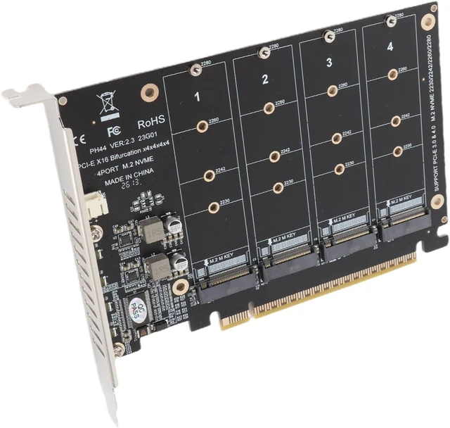 Alt view image 5 of 7 - M.2 PCIE Adapter Card, 4 Port M.2 NVMe SSD to PCIE X16 M Key Hard Drive Converter Reader Expansion Card PC Internal Expansion Card Pcie Nvme Adapter (ph44)