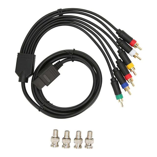 Alt view image 5 of 7 - Multifunctional RGB RGBS Composite Cable Cord, High Flexibility Soft Stable Component AV Cable with 4 BNC Heads for NGC N64 SFC SNES Console Accessories