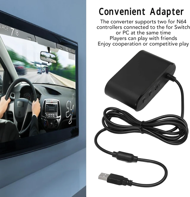 Alt view image 7 of 7 - for N64 Controller Adapter for PC, Game Controller Converter Two for N64 Controllers to for or PC Supports for Home for Turbo 2 in 1 Gamepad Adapter