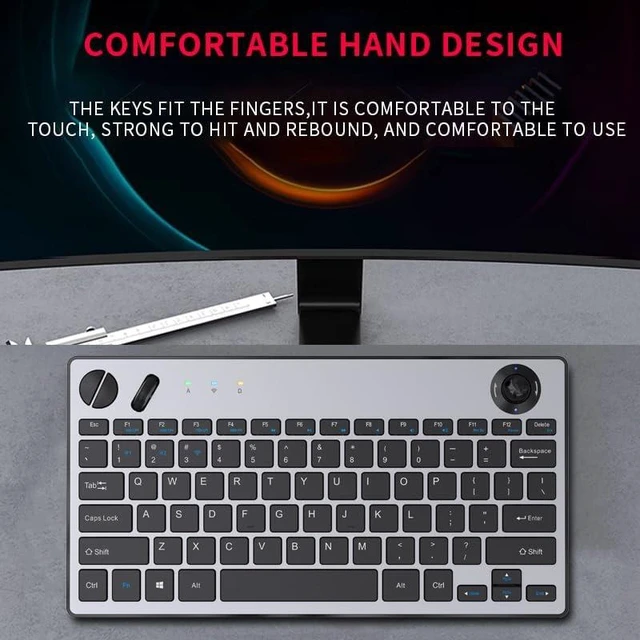 Alt view image 2 of 7 - 78 Keys Dual Mode Wireless Trackball Keyboard, Bluetooth 5.0 & 2.4G Wireless Keyboard with 19mm Trackball for Windows Mac iOS Android Computer Tablet Desktop