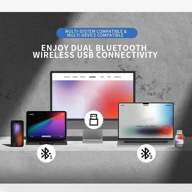 Alt view image 7 of 7 - 78 Keys Dual Mode Wireless Trackball Keyboard, Bluetooth 5.0 & 2.4G Wireless Keyboard with 19mm Trackball for Windows Mac iOS Android Computer Tablet Desktop