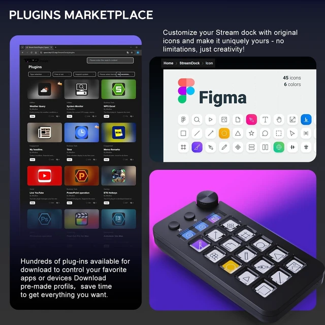 Alt view image 7 of 7 - Stream Controller Deck with 18 Customizable Macro Keys to Trigger Actions in OBS Twitch YouTube for Content Creators Stream Dock Compatible with PC & Mac N1 Black Macro Keypad