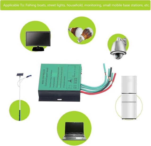 Alt view image 5 of 7 - Wind Generator Controller, IP67 Waterproof Low Voltage Controller Regulator, with LED Indicator, MPPT Control Method, Diode Indication