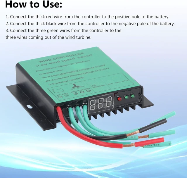 Alt view image 7 of 7 - Wind Generator Controller, IP67 Waterproof Low Voltage Controller Regulator, with LED Indicator, MPPT Control Method, Diode Indication