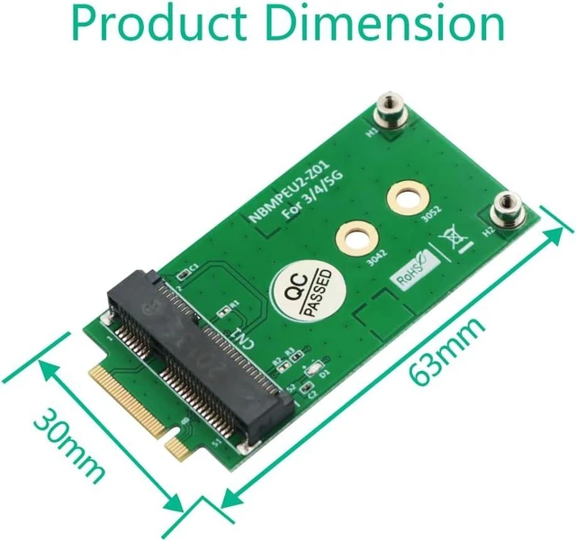 Alt view image 4 of 6 - HLT M.2 Key B to Mini PCI-E Adapter for 3G/4G/5G Module