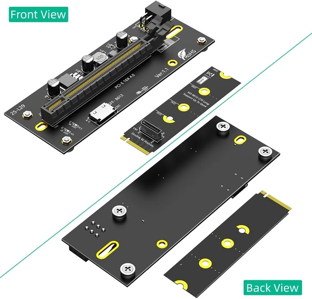 Alt view image 5 of 7 - HLT M.2 M-Key to PCI-e 4.0 X16 External Graphics Card Expansion Card with Oculink SFF-8612/8611, 50cm Extension Cable Included, ATX 6Pin Compatible with 2242/2260/2280