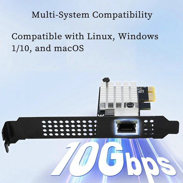 Alt view image 3 of 6 - PCIe 4.0 X1 to RJ45 10G Ethernet Network Card RTL8127 Chip High-Speed LAN Adapter with Multi-Speed Compatible with Windows/Linux Desktop, Server, and Gaming PC