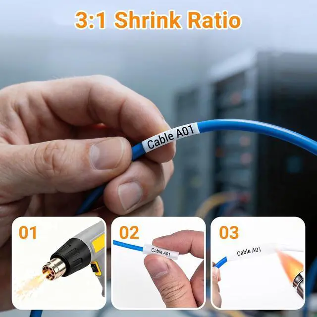 Alt view image 7 of 7 - 20-Pack Aonomi 18051 Replace for DYMO Rhino Heat Shrink Tube Labels 1/4''