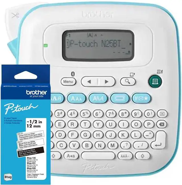 Main image of Brother P-Touch Personal Connected Label Maker PTN25BT Bundle P-Touch Btag Label Tape, 0.47 in by 13.1 ft