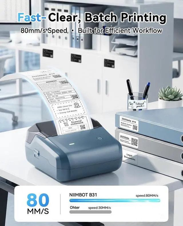 Alt view image 2 of 7 - NIIMBOT B31 3 Inch Label Maker, Bluetooth Thermal Label Printer High Speed