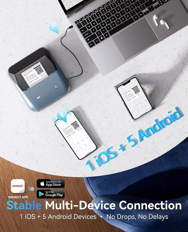 Alt view image 4 of 7 - NIIMBOT B31 3 Inch Label Maker, Bluetooth Thermal Label Printer High Speed
