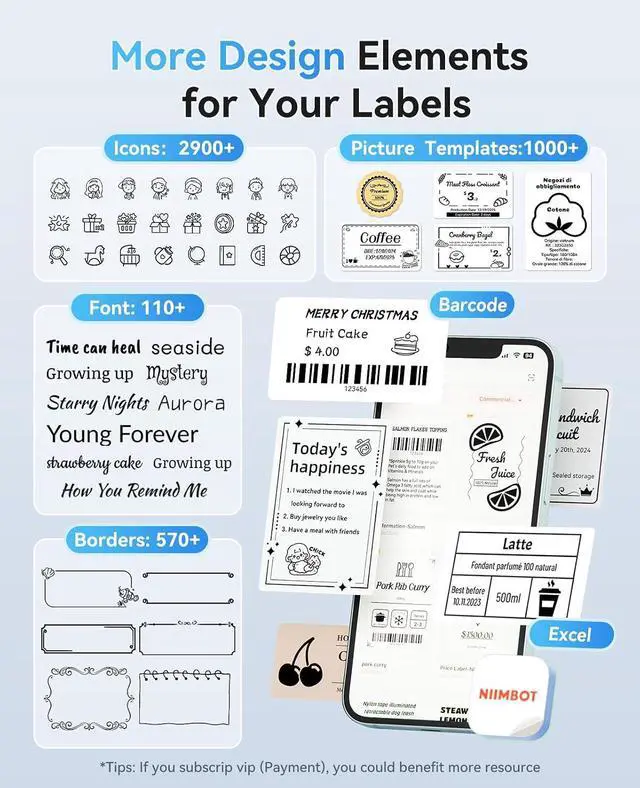 Alt view image 7 of 7 - NIIMBOT B31 3 Inch Label Maker, Bluetooth Thermal Label Printer High Speed