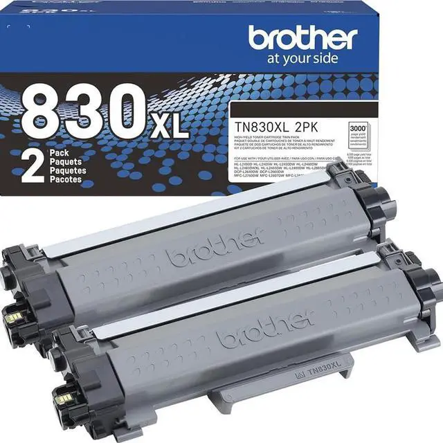Alt view image 2 of 7 - Brother Genuine TN830XL 2-Pack Black High-Yield Toner Cartridge, Up to 3,000 Pages Each (6,000 Total) Bundle with Deco Essentials Printer eBook for MFC-L2820DW, MFC-L2900DW, HL-L2460DW, HL-L2420DW
