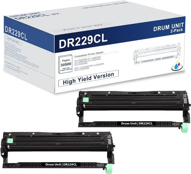 Main image of DR229CL Drum Unit 2 Pack DR-229CL Replacement for Brother DR229CL Black, DR 229CL Compatible with HL-L3220CDW Drum HL-L3280CDW HL-L3300CDW MFC-L3720CDW MFC-L3780CDW Printer