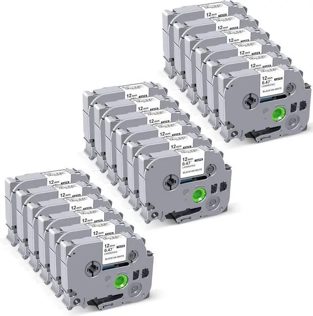 Main image of 18Pack Label Maker Tape Compatible with Brother PTouch TZe-231 Tape, ½ 0.47x 26.2 ft Laminated Black on White, for PT-D210, PT-H110, PT-D220, PT-D410, PT-D600