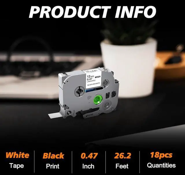 Alt view image 2 of 7 - 18Pack Label Maker Tape Compatible with Brother PTouch TZe-231 Tape, ½ 0.47x 26.2 ft Laminated Black on White, for PT-D210, PT-H110, PT-D220, PT-D410, PT-D600