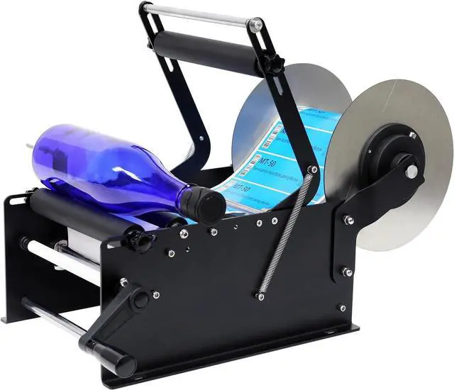 Main image of ZONEPACK Manual Lager Size Lable Round Bottle Labeling Machine Wine Bottle Sticker Labeler Applicator