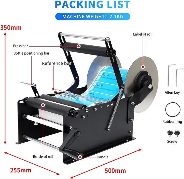 Alt view image 6 of 6 - ZONEPACK Manual Lager Size Lable Round Bottle Labeling Machine Wine Bottle Sticker Labeler Applicator
