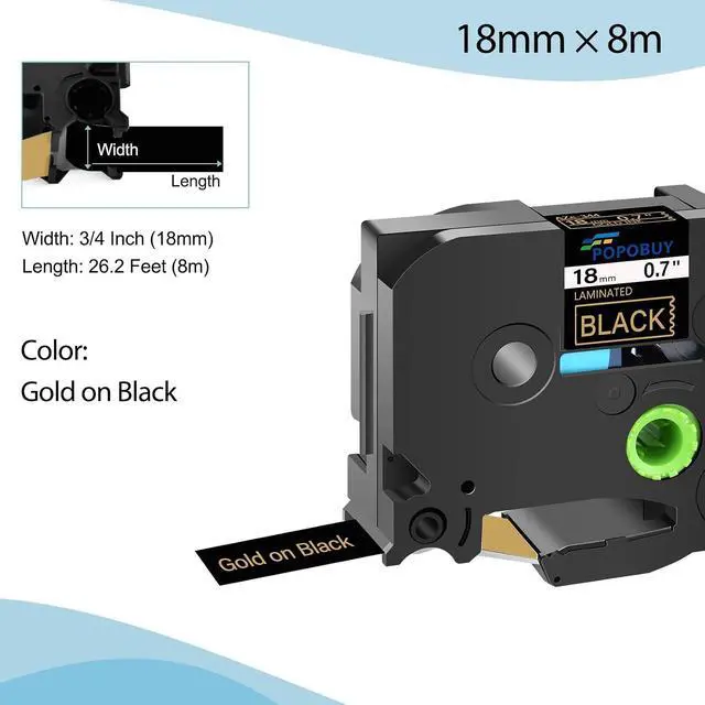 Alt view image 2 of 7 - TZ TZe 18mm 0.7 inch Laminated Black Tape Compatible for Brother P Touch TZ344 TZ-344 TZe-344 TZe344 Label Tape for Brother PT-D400 H300LI 1890W 9200PC Label Maker, 50 Pack Gold on Black