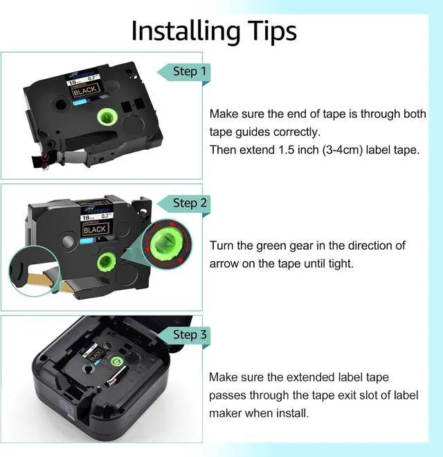 Alt view image 4 of 7 - TZ TZe 18mm 0.7 inch Laminated Black Tape Compatible for Brother P Touch TZ344 TZ-344 TZe-344 TZe344 Label Tape for Brother PT-D400 H300LI 1890W 9200PC Label Maker, 50 Pack Gold on Black