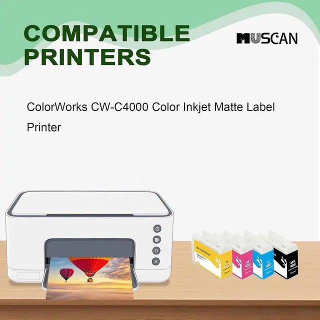 Alt view image 2 of 6 - SJIC41P Ink Cartridges Remanufactured SJIC41P Ink Cartridges (with New Chip) Compatible with ColorWorks CW-C4000 C4000u C4000e Color Inkjet Label Printer (4-Pack Matte)