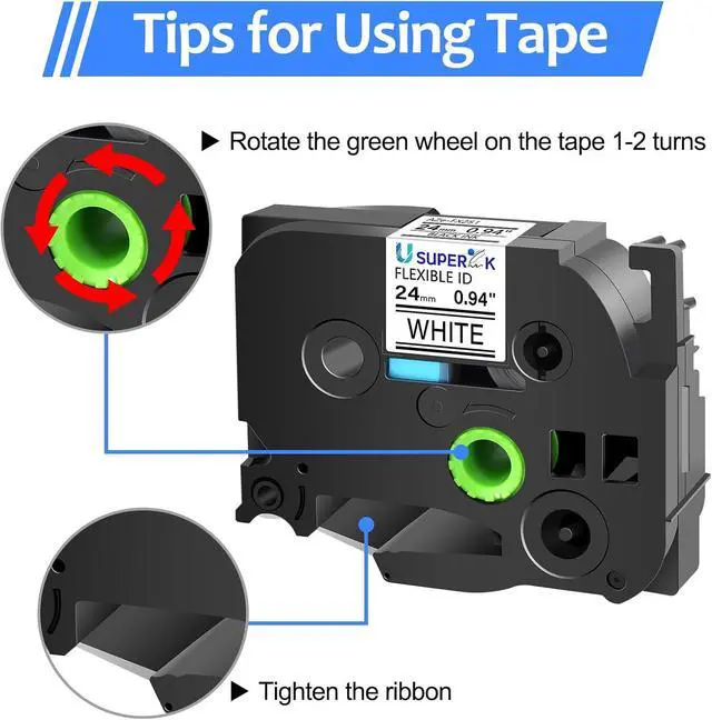 Alt view image 3 of 7 - 100 Pack 24mm 0.94 Laminated White Tape Compatible for Brother P Touch Label Maker Tape TZe-FX251 Flexible-ID 24mm Label TZ-FX251 1 Inch TZe TZ Tapes for PT-D600 D610BT P700 P710BT E500