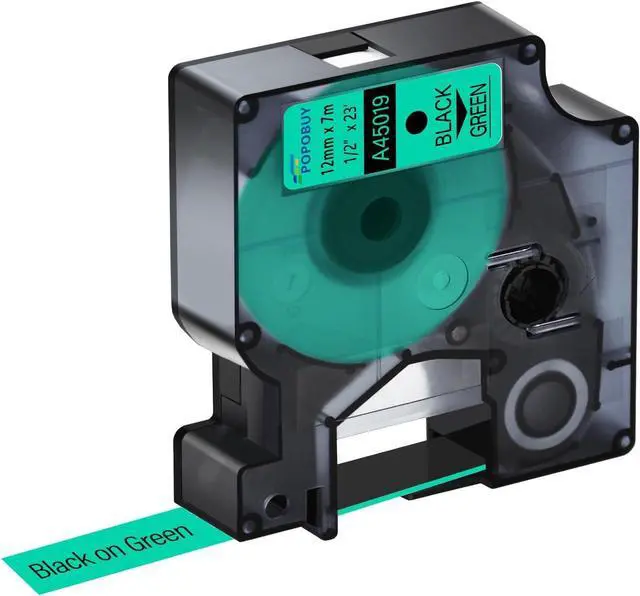 Main image of 40 Pack Compatible for DYMO D1 Label Maker Refills A45019 S0720590 Black on Green Label Tape 45019, 1/2 Inch x 23 Ft, for LabelManager 210D 220P 260P 160 280 420P 360D 450 COLORPOP PnP LP250
