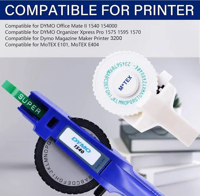 Alt view image 2 of 7 - 40 Pack Compatible for Dymo 521203 12mm 3D Plastic Embossing Label Tape 1/2'' Green on White Emboss Labels for Organizer Xpress 1575 1595 1570 Office Mate MoTEX Label Makers