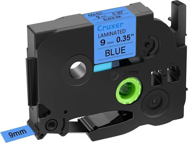 Main image of Cruxer 40 Pack Replacement for P-Touch TZe-521 TZ-521 Label Tape Black Text on Blue Laminated 9mm 0.35" Compatible with Ptouch PT-D200 PT-D210 PT-D400 PT-D450 PT-D600 PT-H100 PT-1230PC Label Maker