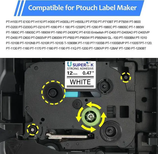 Alt view image 6 of 7 - 40 Pack 12mm 0.47 Laminated White Tape Compatible for Brother P-Touch Label Maker Tape TZe-S231 Extra Strength 12mm Label TZ-S231 1/2 Inch TZe TZ Tapes for PT-D210 D200 D220 H100 H110 D400