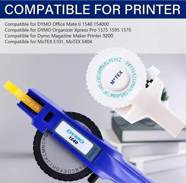 Alt view image 2 of 7 - 40 Pack Compatible for Dymo 521208 12mm 3D Plastic Embossing Label Tape 1/2'' Yellow on White Emboss Labels for Organizer Xpress 1575 1595 1570 Office Mate MoTEX Label Makers